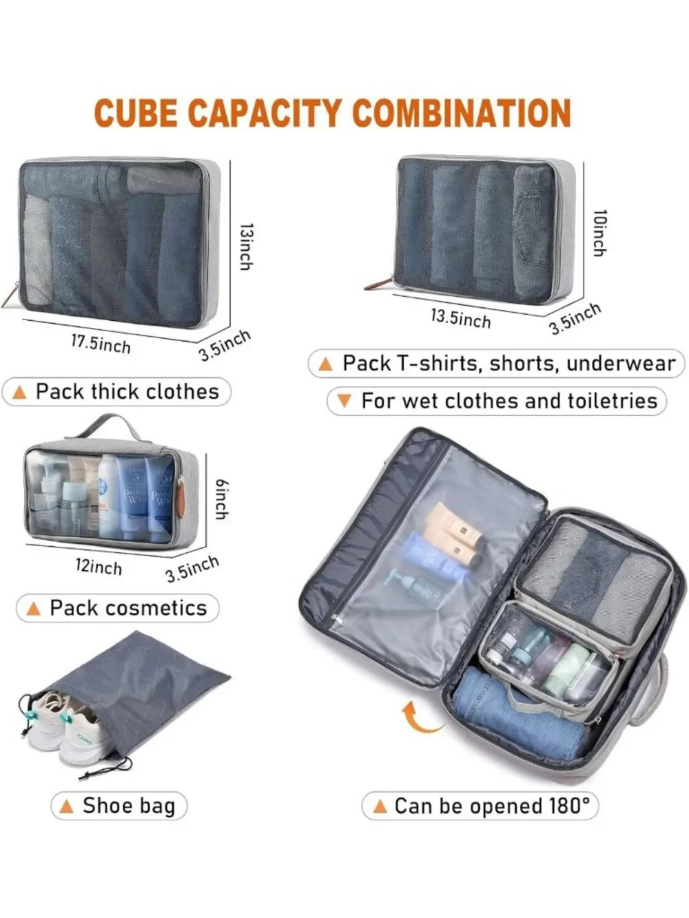 Extra Large 45L Travel Backpack for Men & Women, Airline Approved, Water